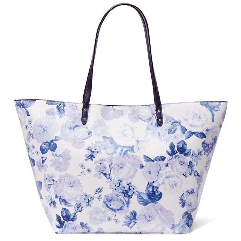 NWT Floral Carryall Tote - Blue & White - OS - Picture 2 of 8